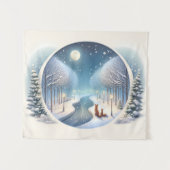 Tenture Winter Foxes by Moonlit Snowy River (Devant (Horizontal))