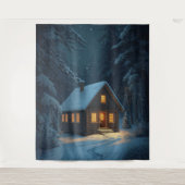 Tenture “Winter Glow – Cozy Cabin in the Snow Poster (Devant)