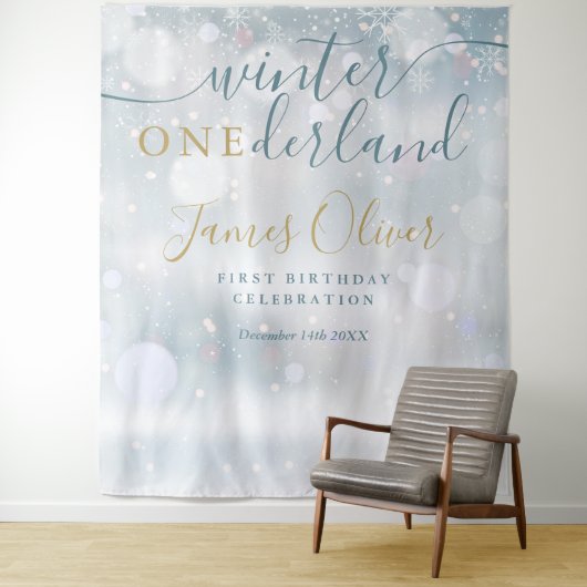 Tenture Winter Onederland 1st Birthday Blue And Gold (En situation)