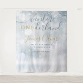 Tenture Winter Onederland 1st Birthday Blue And Gold (Devant)