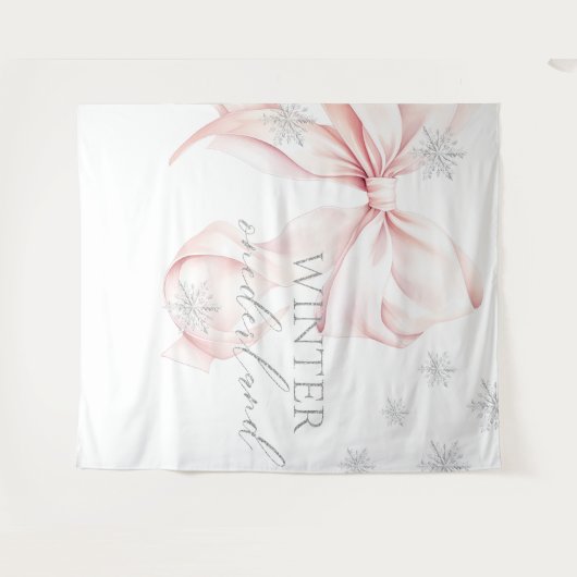 Tenture Winter Onederland Pink Bow  Backdrop (Devant (Horizontal))