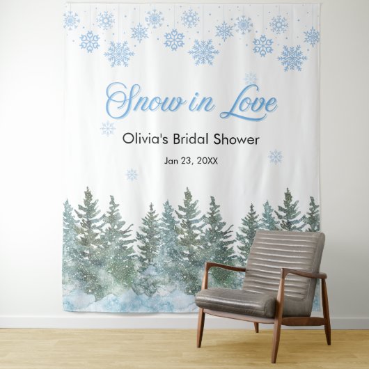 Tenture Winter Snow in Love Snowflakes Bridal Shower  (En situation)