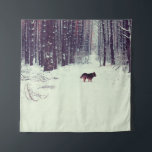 Tenture Winter snowy pine forest, dog walking in the fores<br><div class="desc">Winter snowy pine forest,  dog walking in the forest</div>