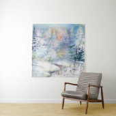 Tenture Winter Wonderland : Paysage aquarelle (En situation)