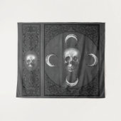 Tenture Witchery Flourish | Crâne gris foncé et lune (Devant (Horizontal))