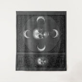Tenture Witchery Flourish | Crâne gris foncé et lune (Devant)