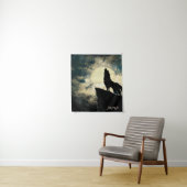 Tenture Wolf Alpha hurlant À La Pleine lune La Nuit (En situation)