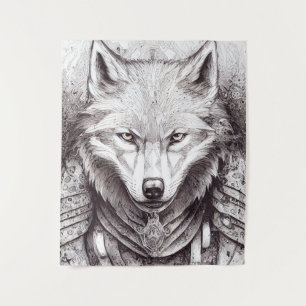 Tenture Wolf Animal Wild Nature Illustration Line Art épiq