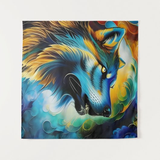 Tenture Wolf Howl coloré (Devant (Horizontal))