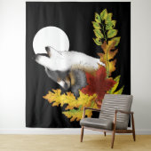 Tenture Wolf Howling Moon (En situation)