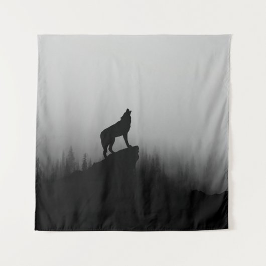 Tenture Wolf hurle sur la lune (Devant)