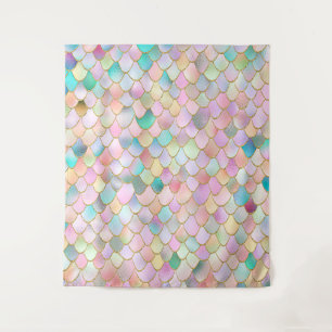 Tenture Wonky Trendy Rainbow Girl Metal Mermaid Scales