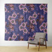Tenture Wren et hellebore, violet et rose (En situation (horizontale))
