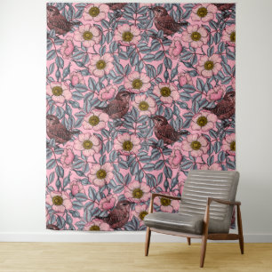 Tenture Wrens en rose