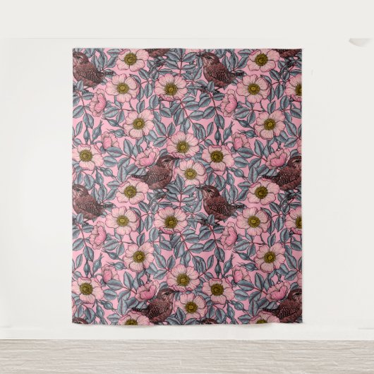 Tenture Wrens en rose (Devant)