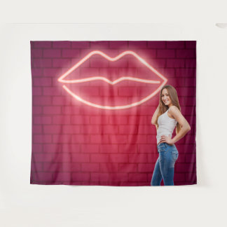 Tenture Y2K Retro Neon Lips Party 90s Star Shot Backdrop