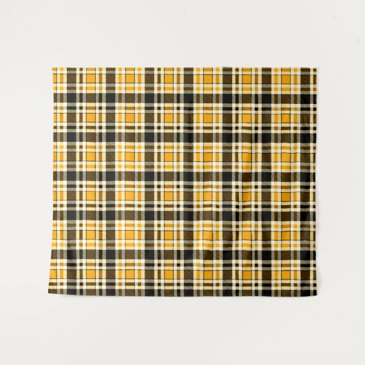 Tenture Yellow Black White Flannel Tartan Pattern Design (Devant (Horizontal))