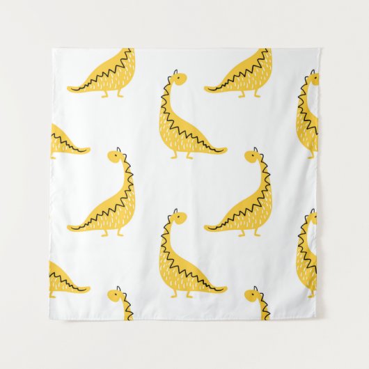 Tenture Yellow dinosaur seamless pattern. Funny vintage il (Devant)
