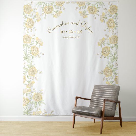 Tenture Yellow Rose Wedding Photo Backdrop (En situation)