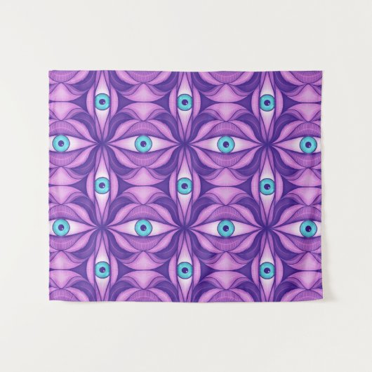 Tenture Yeux bleus dans un feuillage pourpre Art botanique (Devant (Horizontal))