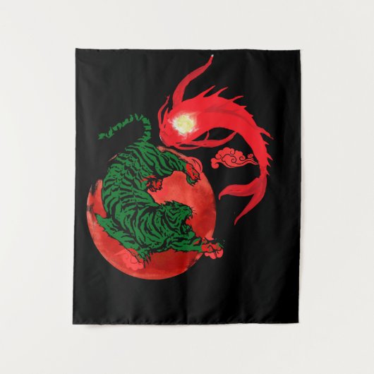 Tenture yin yang koi poisson japonais style d'art équilibr (Devant)