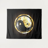 Tenture Yin Yang or sur noir (Devant (Horizontal))