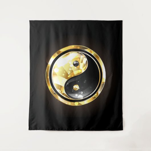 Tenture Yin Yang or sur noir (Devant)