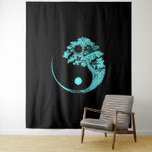 Tenture Yin Yang Turquoise Blue Bonsai Tree Japonais (En situation)
