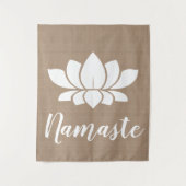 Tenture Yoga rustique de Namaste Lotus blanc de toile de (Devant)