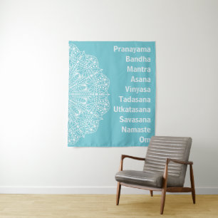 Tenture Yoga Words White Mandala