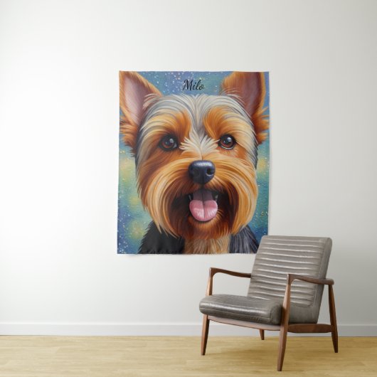 Tenture Yorkshire Terrier Pointillisme Portrait de chien (En situation)