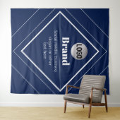 Tenture Your Logo & Customizable Modern Design | Navy Blue (En situation (horizontale))