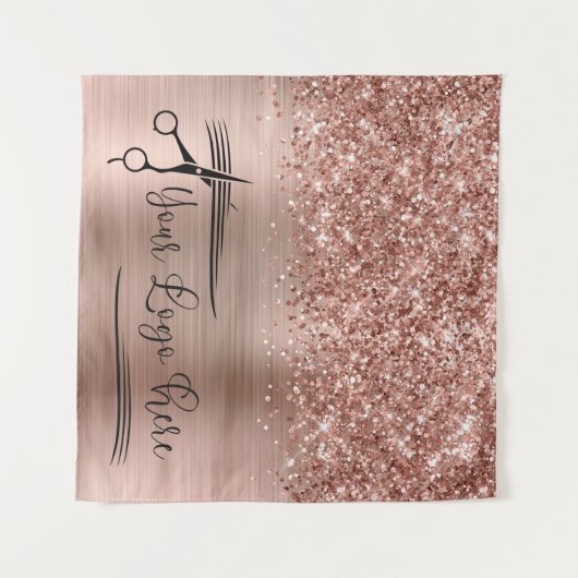 Tenture Your Logo Glittery Rose Gold Glam (Devant (Horizontal))