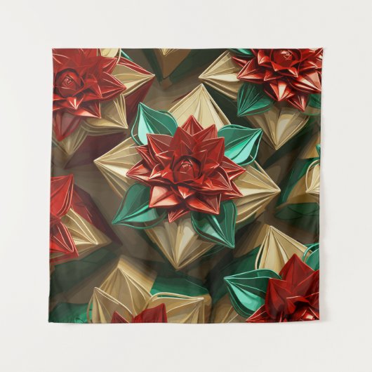 Tenture Yuletide Opulence : Threads dorés de Noël (Devant (Horizontal))