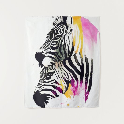 Tenture Zebra Wild Nature Animaux Couleurs Art Peinture (Devant)