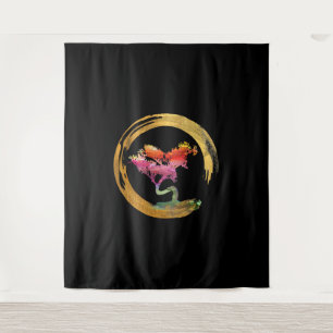 Tenture Zen Bonsai Arbre japonais Cercle Enso Art asiatiqu