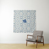 Tenture ZEN:Soft Blue & White Serenity Customizable (En situation (horizontale))