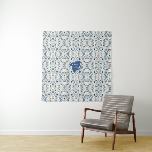 Tenture ZEN:Soft Blue & White Serenity Customizable (En situation)