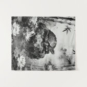 Tenture Zen Turtle Tapestry | Lotus Pond Ink Art (Devant (Horizontal))