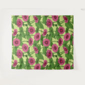 Tenture Zinnias rose sur vert clair (Devant (Horizontal))