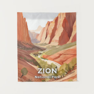 Tenture Zion National Park Voyage Aquarelle Vallée