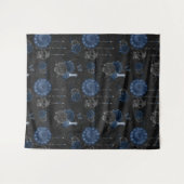 Tenture Zodiaque magic | Dark Navy Blue Gothic Skull (Devant (Horizontal))