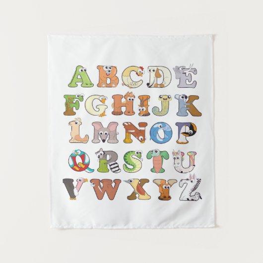 Tenture Zoo - Lettres alphabétiques sur les animaux - Appr (Devant)