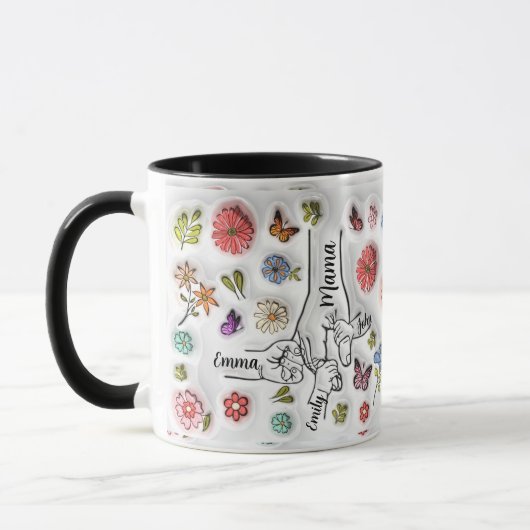 Tenue personnalisée Main de maman - 3 enfants Mug (Gauche)