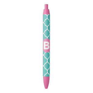 Tepaalkleurig vierlobbig patroon met eigen roze mo zwarte inkt pen