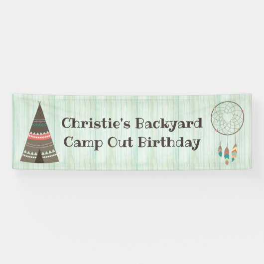 Tepee Camping Birthday Banner (Horizontaal)