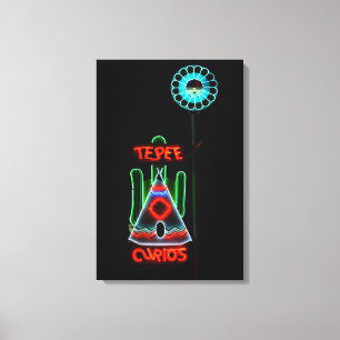 Tepee Curios Neon Sign, Tucumcari, New Mexico Canvas Afdruk