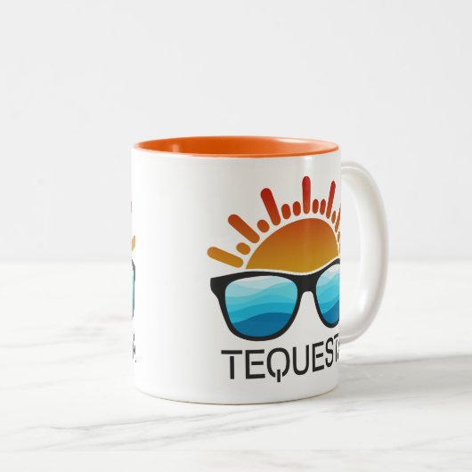 Tequesta Florida zonnebril Tweekleurige Koffiemok (Voorkant rechts)