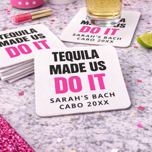 Tequila bracht ons ertoe   Bruidsmeisjes zuipen Vierkante Kartonnen Onderzetter