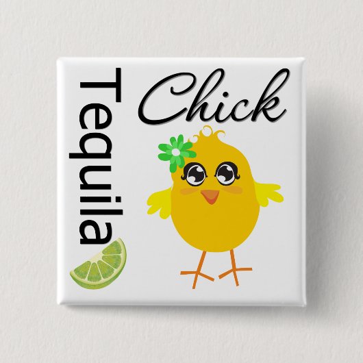 Tequila Chick Vierkante Button 5,1 Cm (Voorkant)